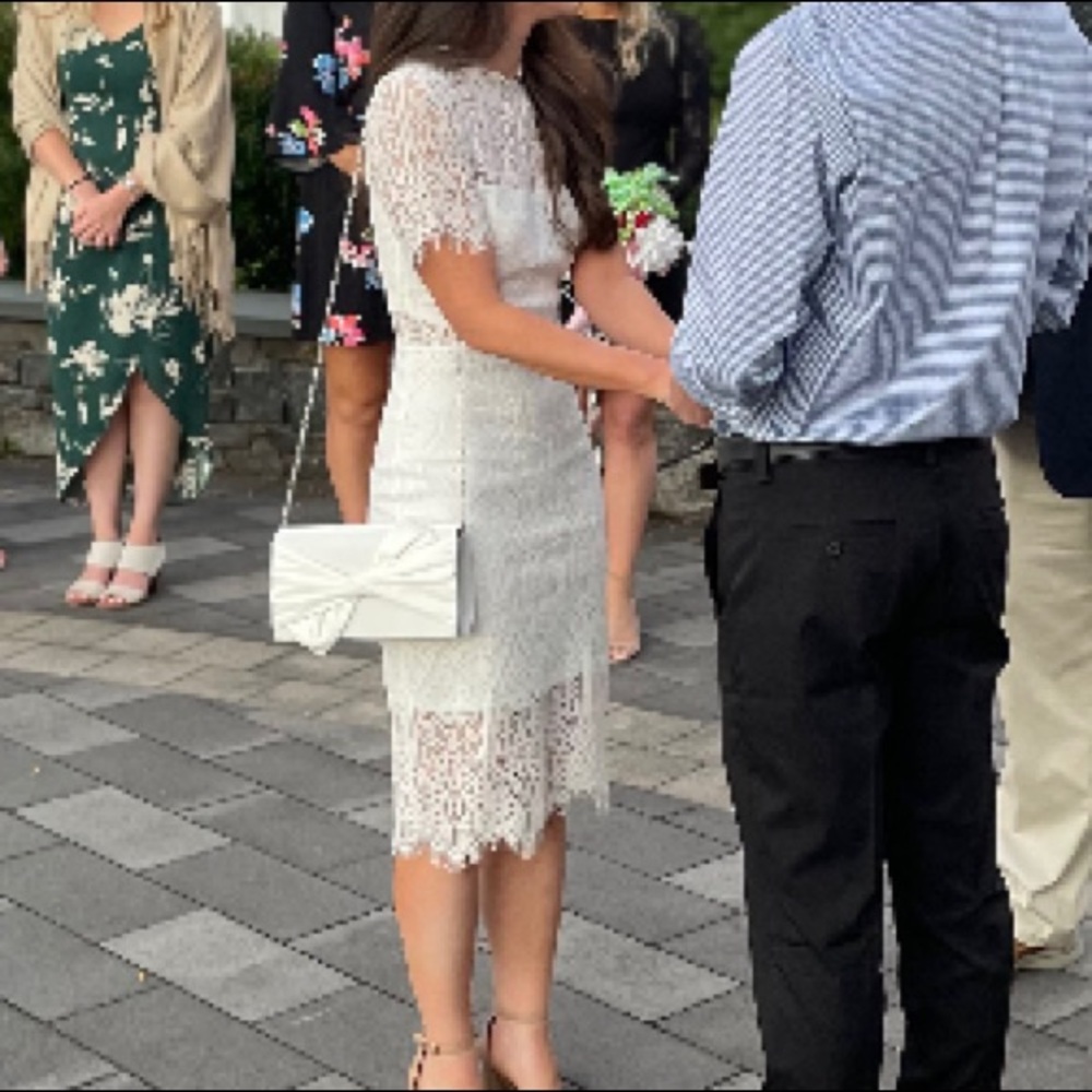 White lace midi dress